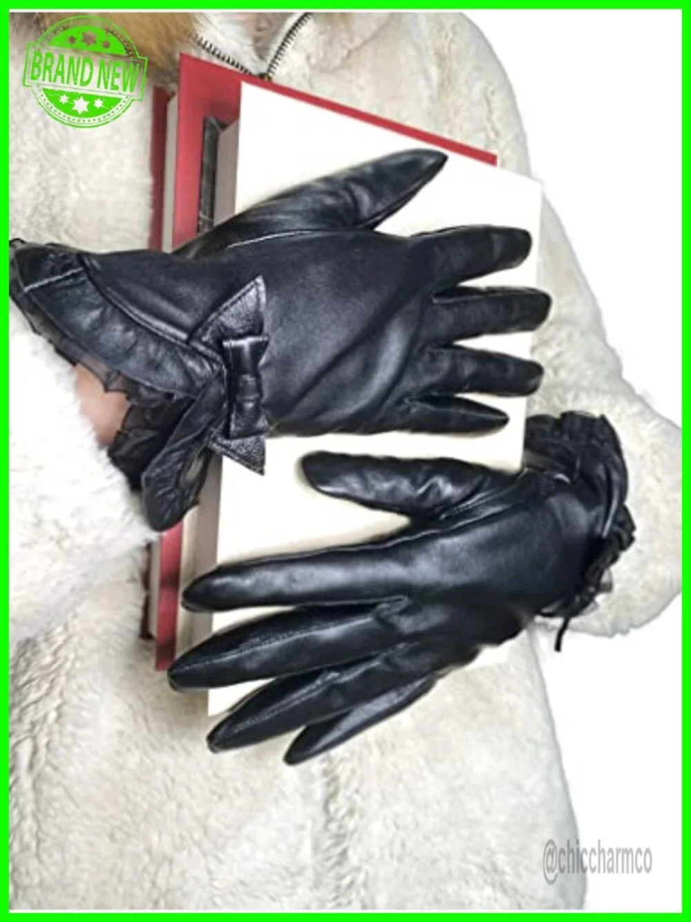 Genuine Sheepskin Leather Gloves with Cashmere Lining Touchscreen Driving
